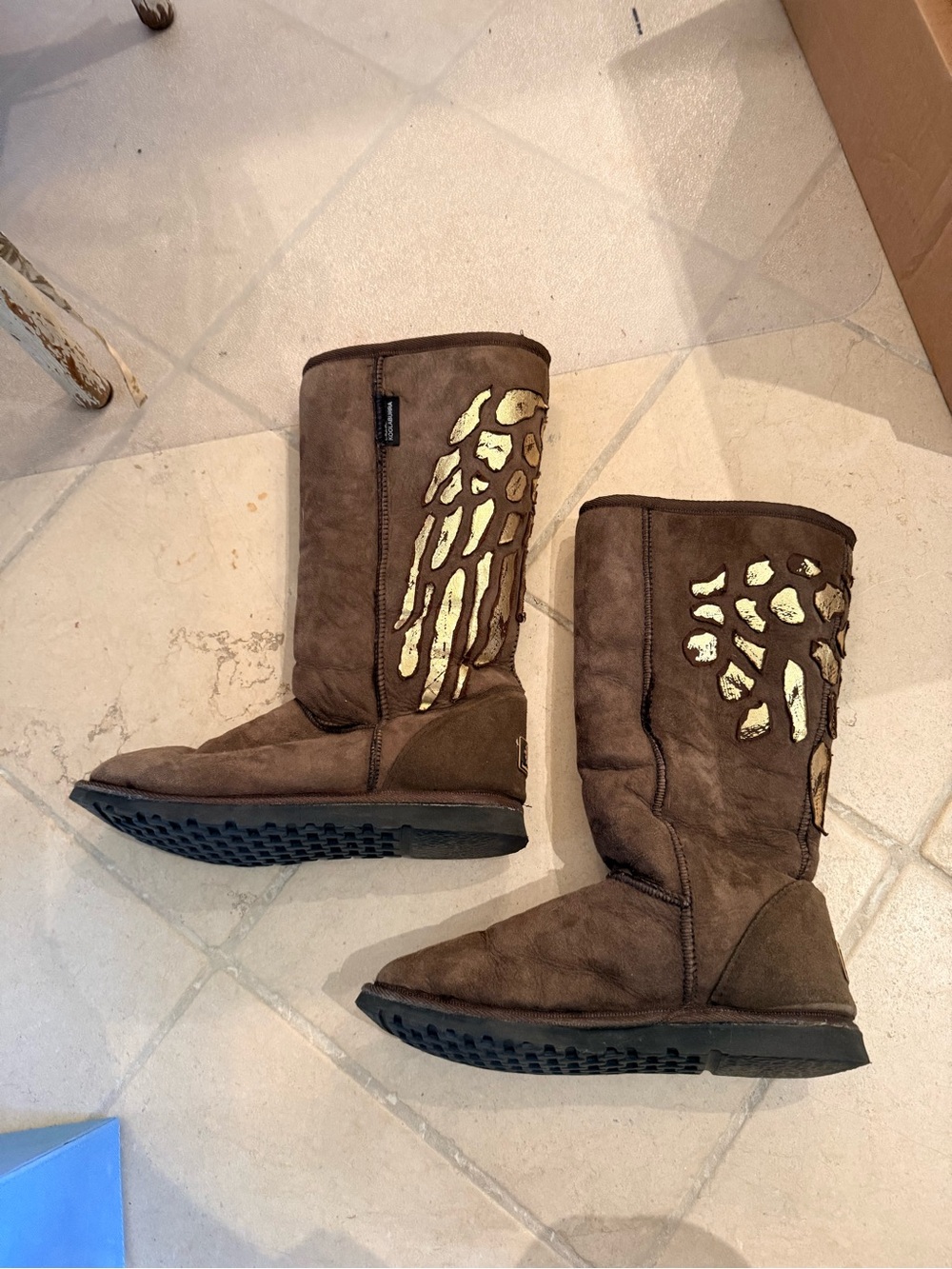 Koolaburra by UGH Women's Brown Suede Mid-Calf Boots with Gold Accent